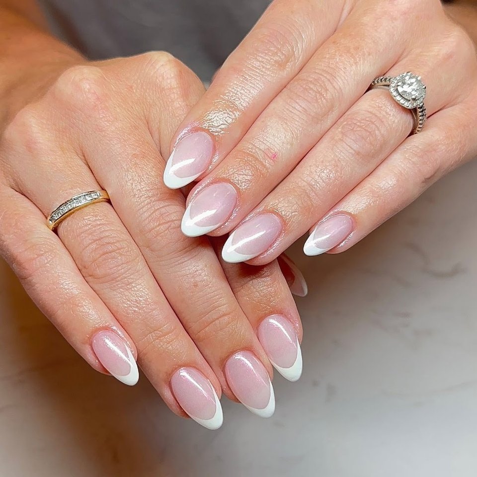 Manicure station with polish bottles and tools