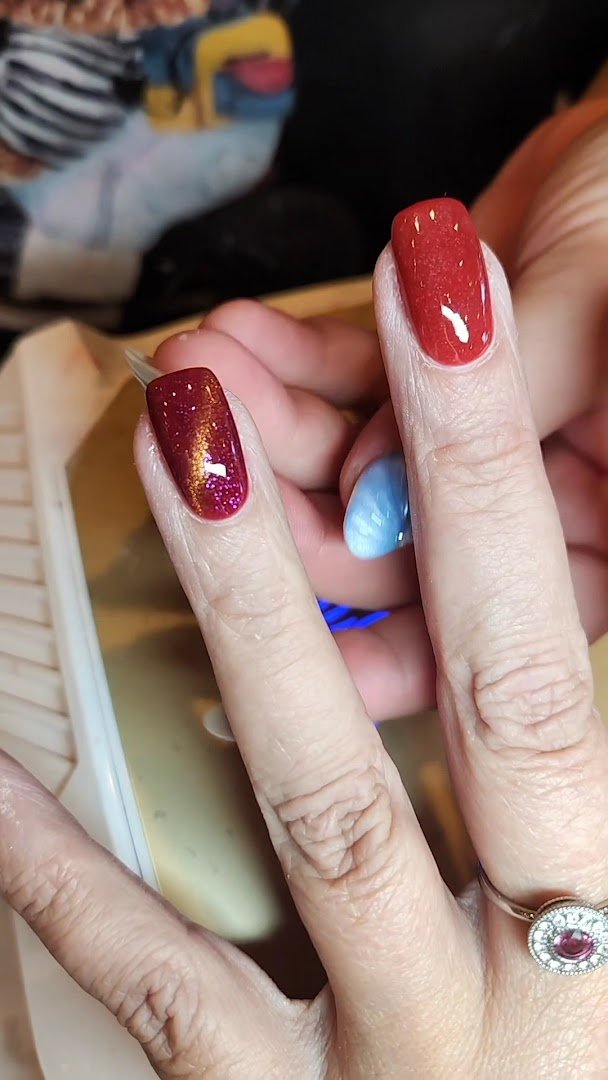 Close-up of manicured nails and nail art