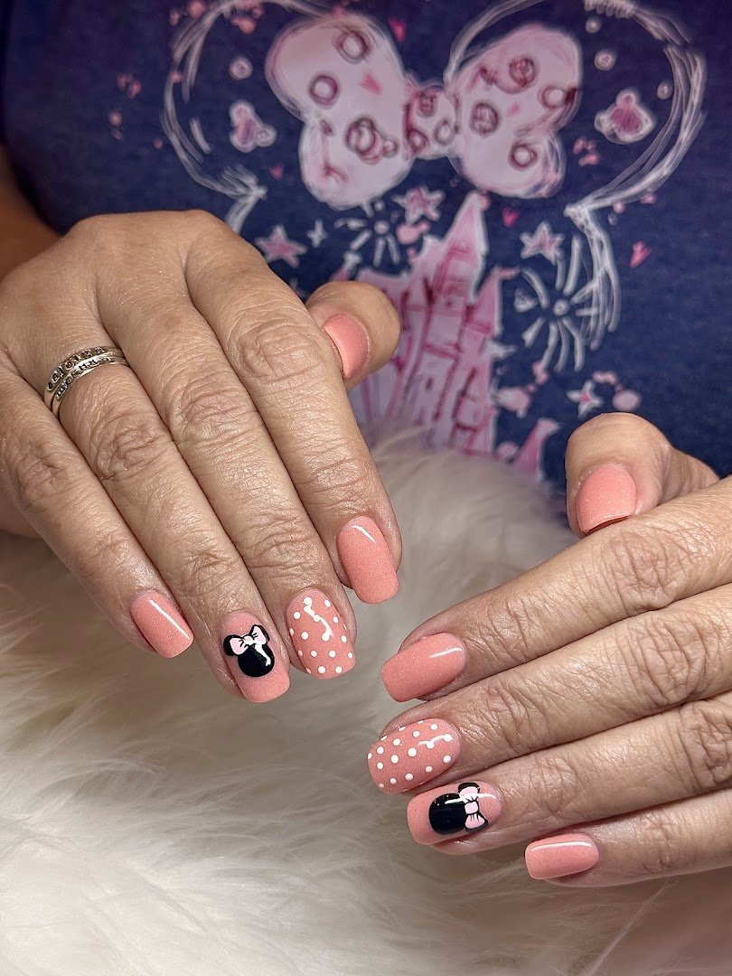 Manicure station with polish bottles and tools